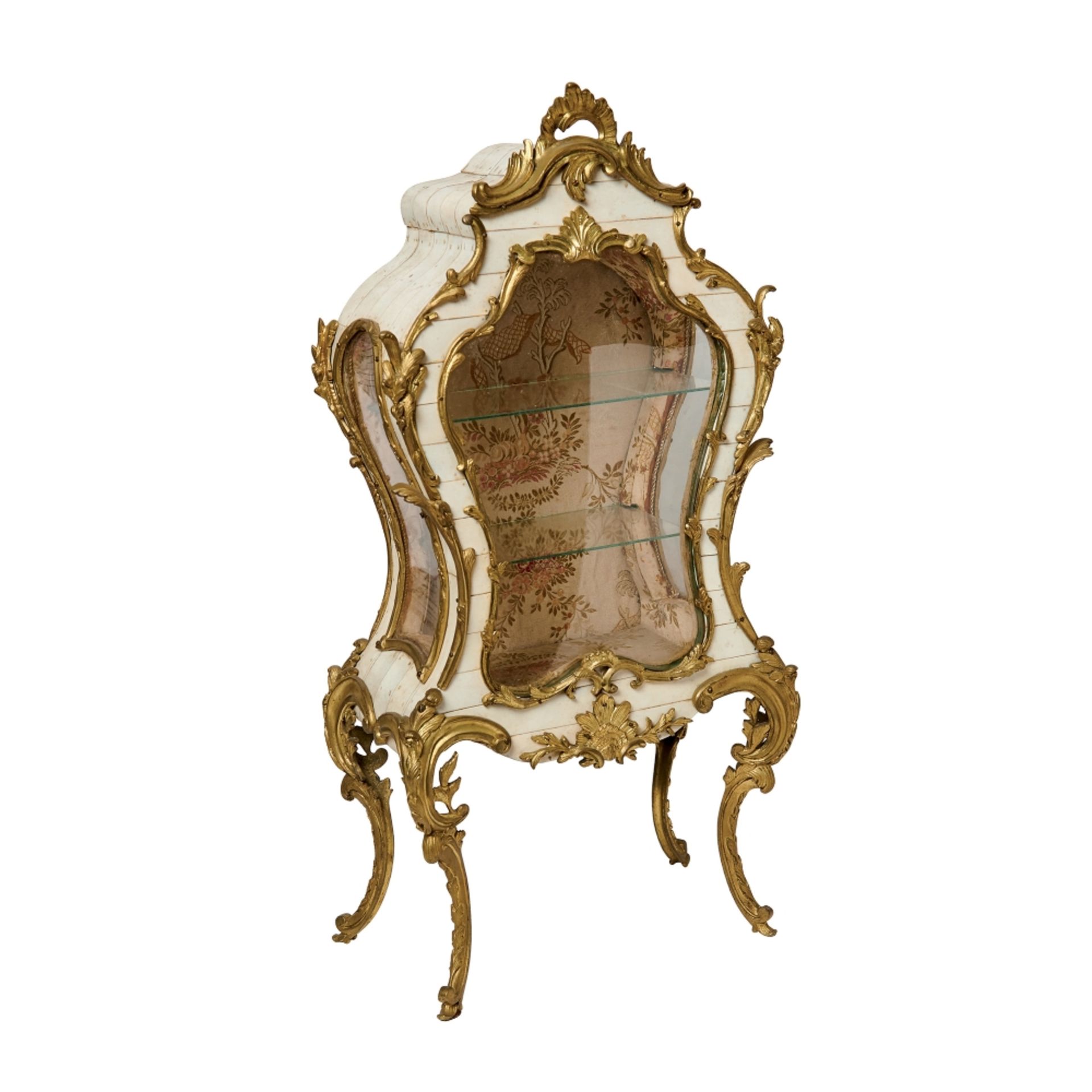 Vitrina de sobremesa estilo Luis XV en madera, hueso y aplicaciones en bronce, ppios. del s.XX.