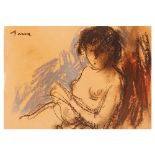 Francesc Serra Castellet. Semidesnudo femenino. Pastel sobre papel.