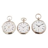 Lote de tres relojes de bolsillo lepine en plata, primer cuarto del s.XX.