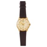 Reloj Duward unisex en acero, plaqué oro y correa de piel, c.1960.