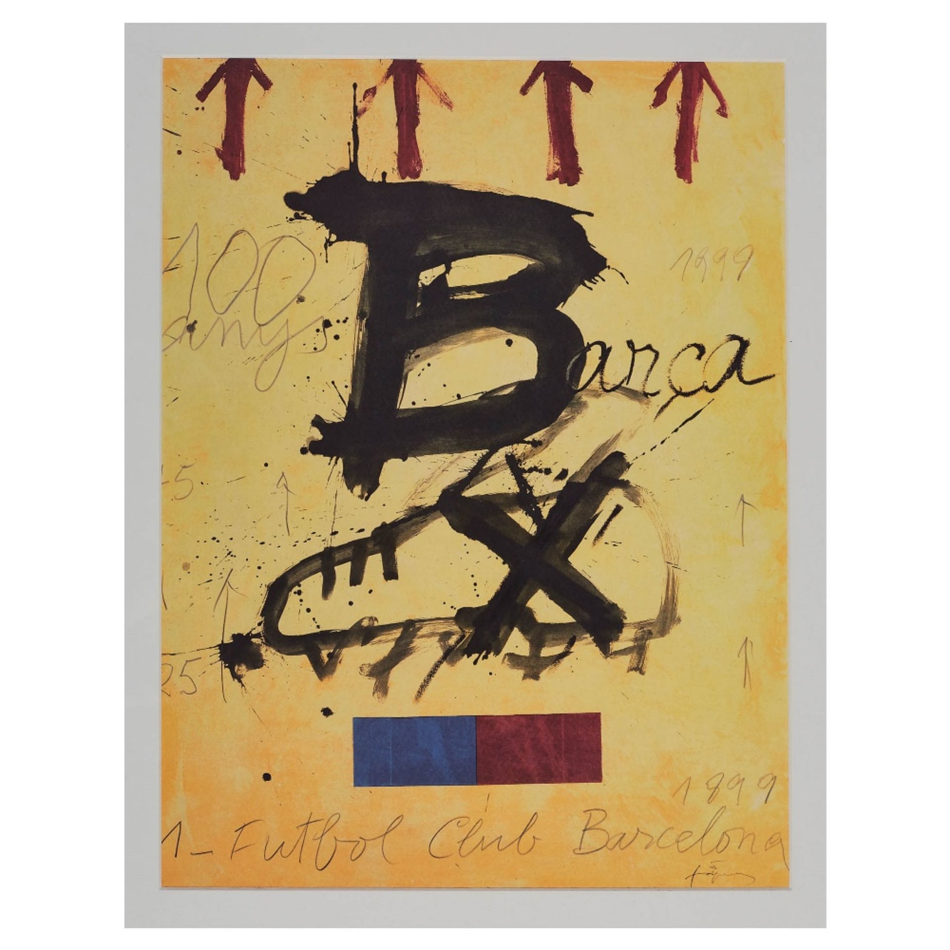 Antoni Tàpies. Centenari del Fútbol Club Barcelona. Litografía.