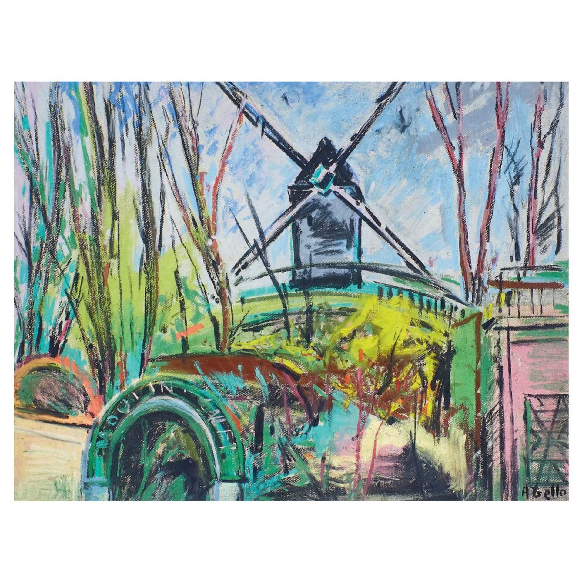 Joan Abelló. Le Moulin de la Galette. Pastel sobre papel.