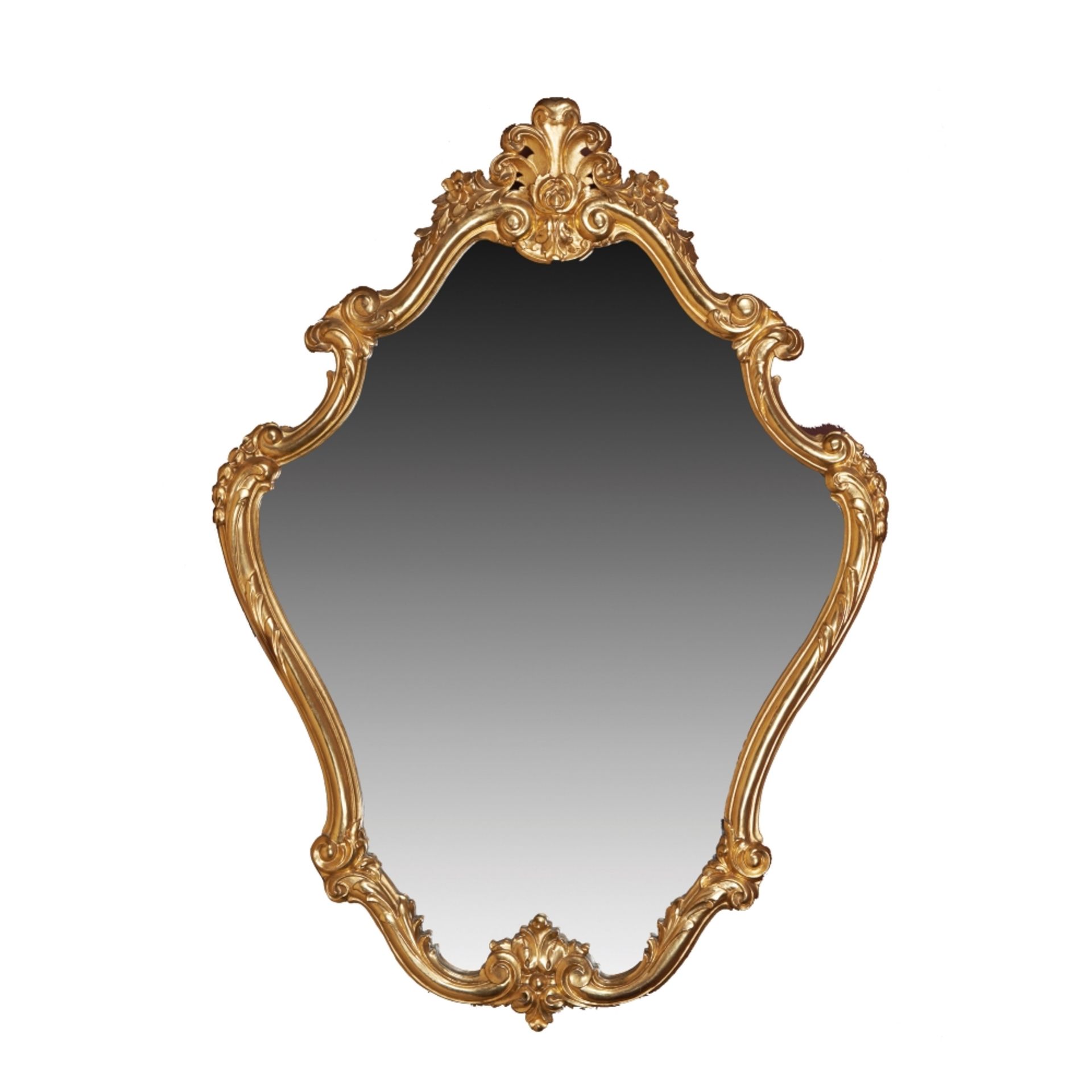 Espejo estilo Luis XV en madera tallada y dorada, mediados del s.XX.