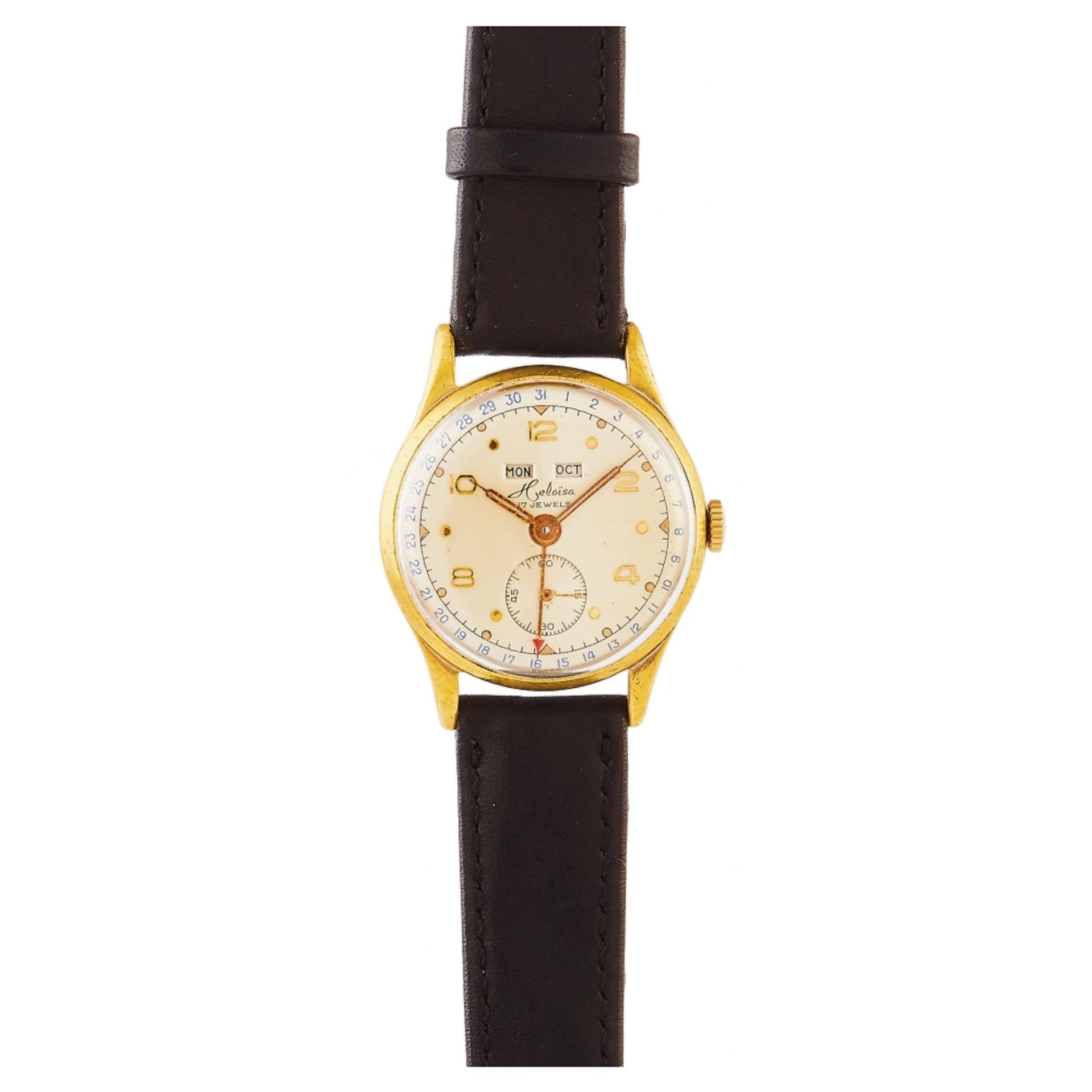 Reloj HeloÏsa Watch Co. para cadete en acero, plaqué oro y correa de piel.
