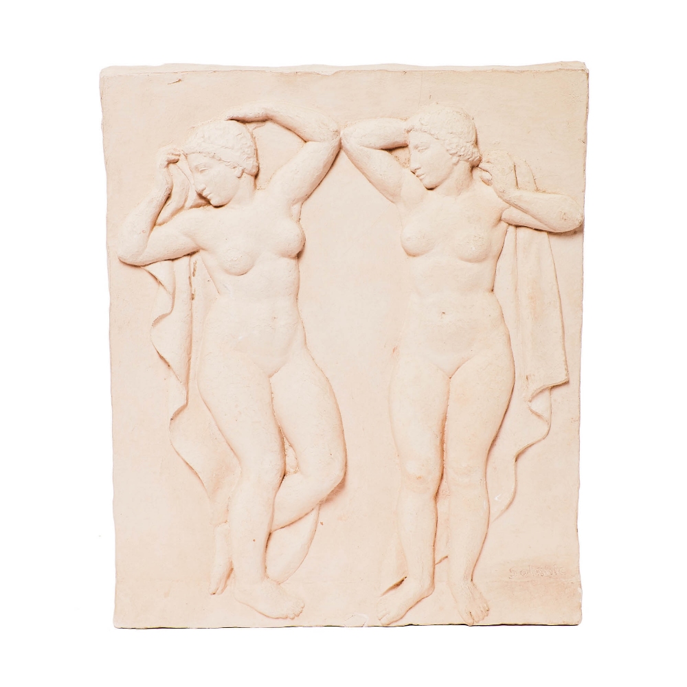 Rafael Solanic. Desnudos femeninos. Relieve en terracota.