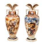 Pareja de jarrones en cerámica japonesa Satsuma, segundo cuarto del s.XX.