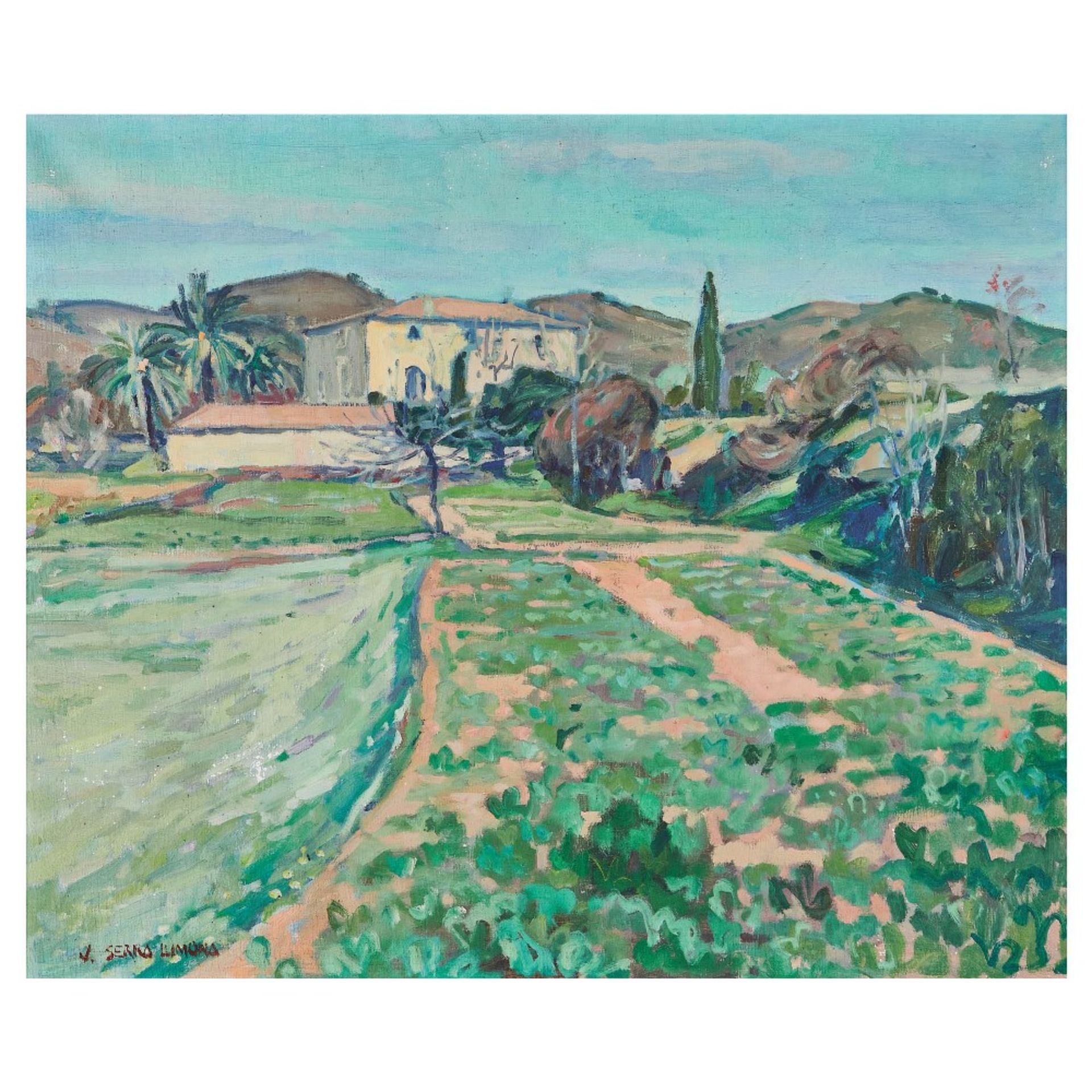 Josep Serra Llimona. Paisaje rural. Óleo sobre tela.