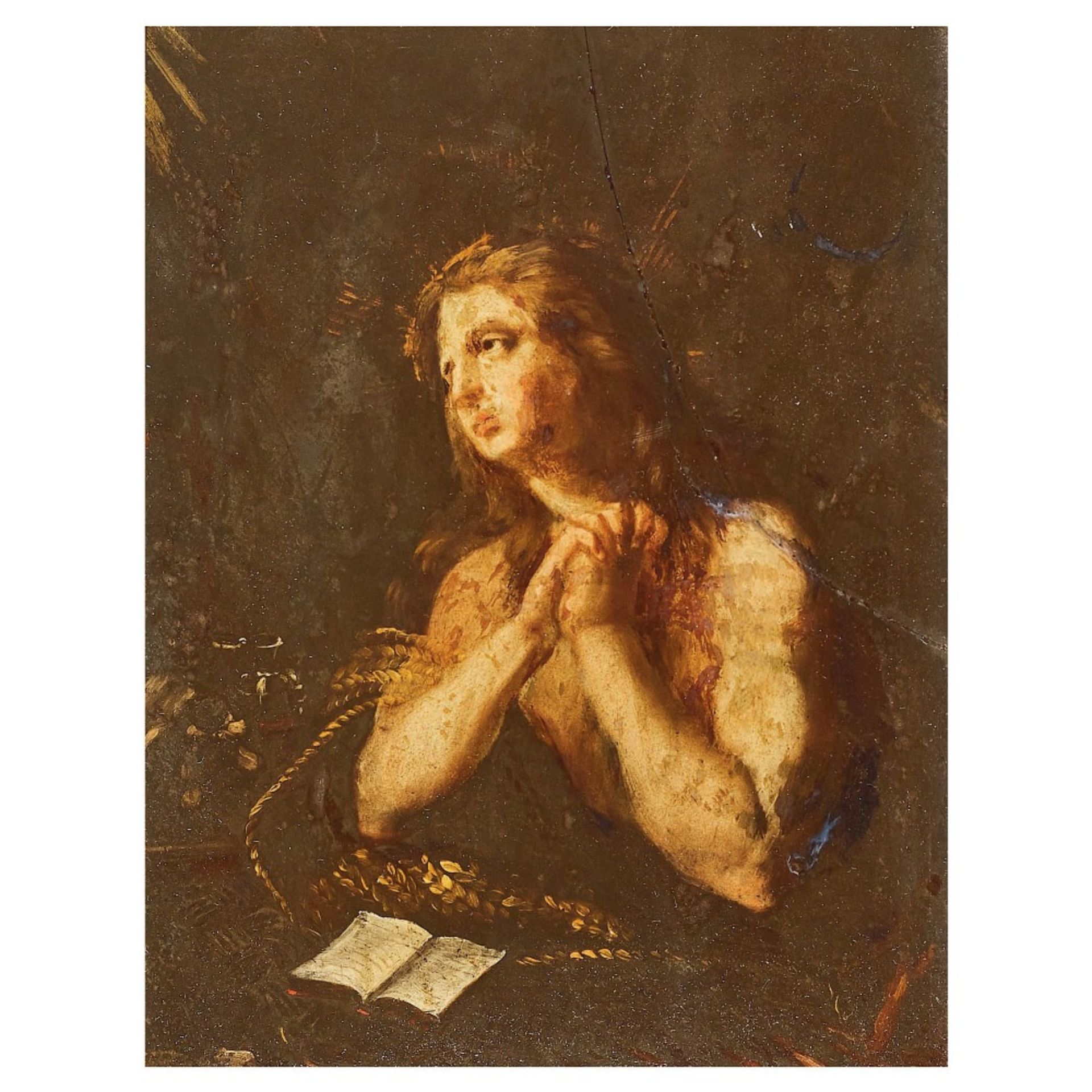 Escuela española, s.XVIII. Maria Magdalena. Óleo sobre cobre.