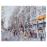 Antonio Vives Fierro. Las Ramblas. Óleo sobre tela.