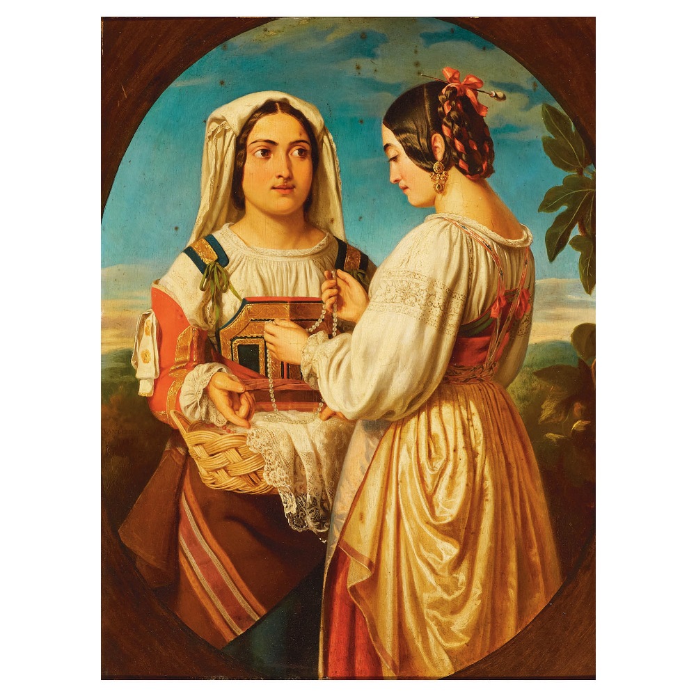 Ferdinand-Frans Van Beerlere. Mujeres italianas. Óleo sobre tabla.