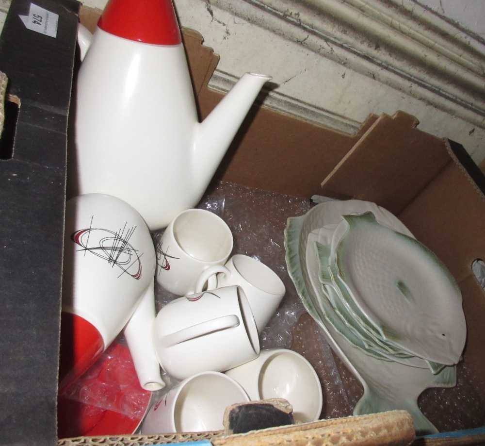 Shorter and Son pottery fish service together with a 1950's Carlton Ware Orbit pattern part coffee - Image 3 of 4