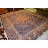 Sparta carpet with a medallion and all-over animal, bird and floral design on a blue ground with