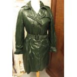 Moncler ladies long green down puffer coat with belt and detachable hood, size 3 We do not have