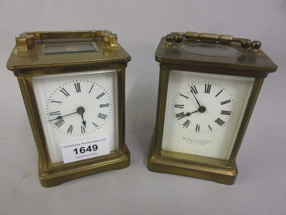 Two small brass cased carriage clocks with single train movements