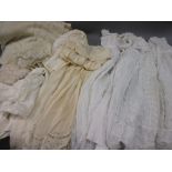 Quantity of various linen including a Christening dress, lacework etc.