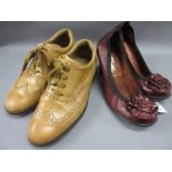 Pair of ladies brown leather brogue shoes by Hogan and a pair of Hispanitas high heeled shoes