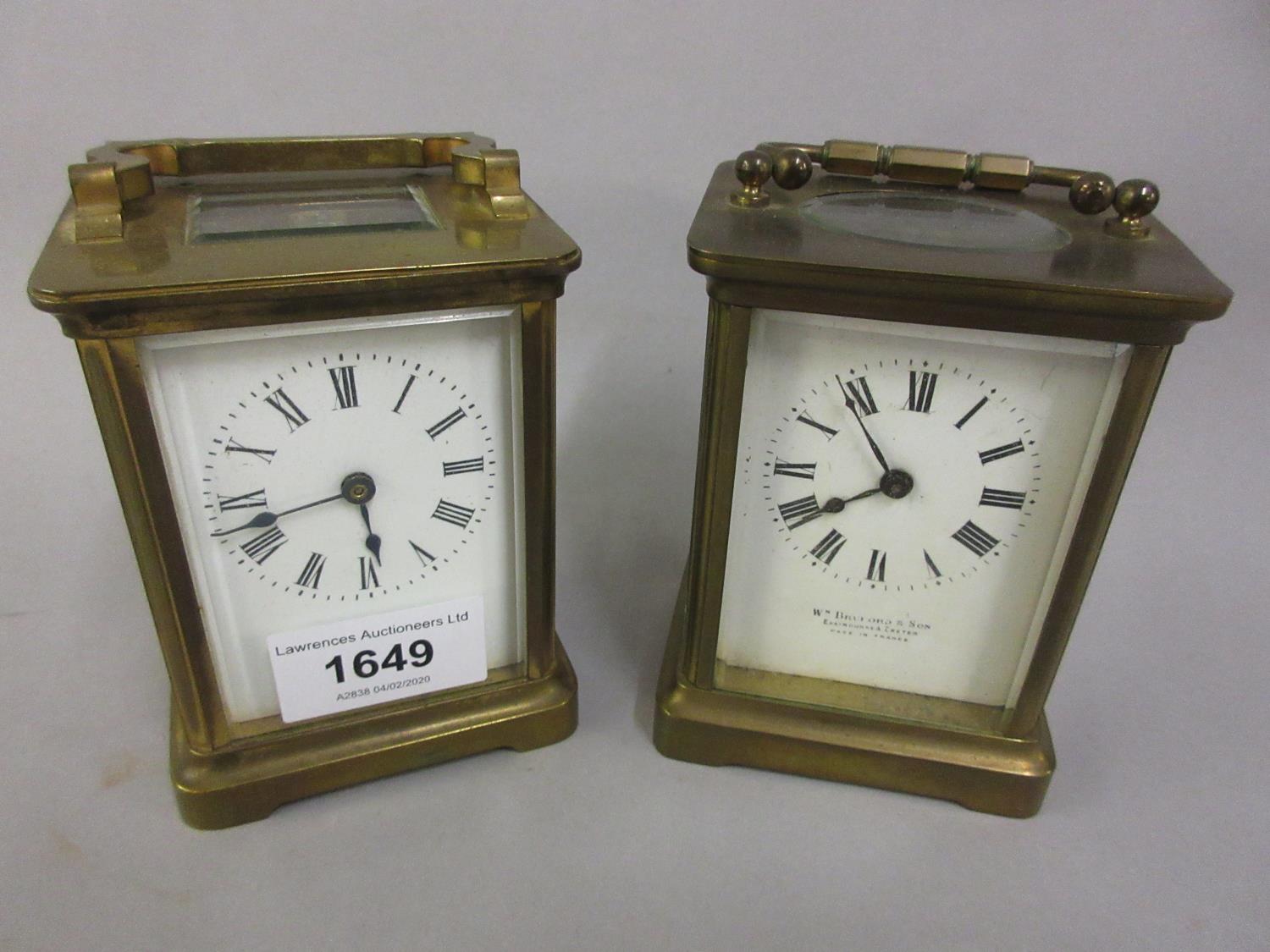 Two small brass cased carriage clocks with single train movements - Image 2 of 2