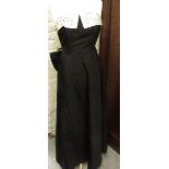 Vintage black and cream moire taffeta evening gown, the bodice embellished with sequins and