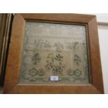 Late 18th or early 19th Century pictorial and motto sampler, signed Jane Horsman, Her Work,