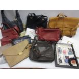 Quantity of various leather Radley handbags etc. and a boxed silk scarf decorated with cats