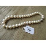 Cultured pearl necklace with a 9ct white gold ball form clasp