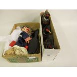 Three small pheasant figures, a puppet in the form of a Policeman and an ebony dressing table set