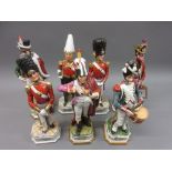Group of seven various 20th Century Continental porcelain figures of soldiers