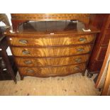Good quality reproduction mahogany bow front chest, the figured crossbanded top above four graduated
