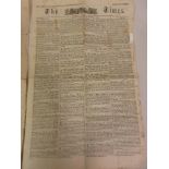 Copy of The Times for Thursday June 2nd 1815 containing a full account of the Battle of Waterloo,