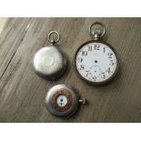 Silver cased full hunter pocket watch by Benson of London, Continental silver cased half hunter