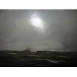 John Foulger, signed oil on board, steam boat on the open seas, inscribed verso ' Rough Seas off