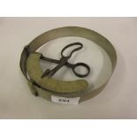 Unusual scissor action metal hat sizer