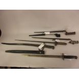 Collection of six various military bayonets