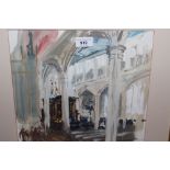 John Scarland, gouache study of a church interior, inscribed verso ' St. Michaels', signed, 11ins