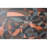 20th Century oil on canvas, abstract composition, 17.5ins x 13.5ins, housed in an ebonised and