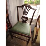 Pair of George III mahogany side chairs with pierced splat backs and drop-in seats, together with