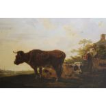 18th Century Dutch school, oil on panel, figure with cattle before a cottage in a landscape,
