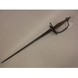 18th / 19th Century Infanty Officer's sword with an unmarked steel blade, brass heart shaped hilt,