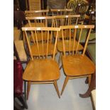 Set of six Ercol pale beech and elm stick back dining chairs All six are in good solid condition,