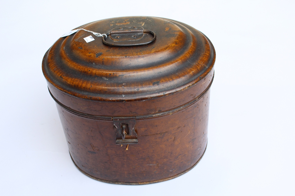 19th Century tin plate oval hat box