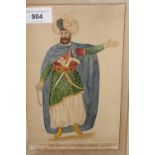 Antique watercolour highlighted with gilt, portrait of an Eastern gentleman, inscribed ' Sidy