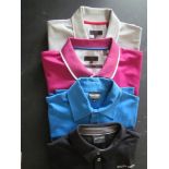 Four gents golf polo T-shirts - two Galvin Green and two Ted Baker, various colours, L / XL