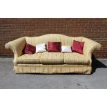 Sinclair Nelson Ltd., pair of good quality Georgian style hump back sofas, upholstered in gold