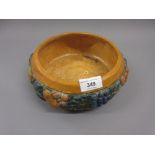 Compton pottery bowl decorated with a band of fruit in high relief, impressed marks, 8.5ins diameter