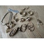 Small quantity of various silver jewellery including Danish and Mexican