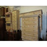 Suite of simulated bamboo bedroom furniture to include: dressing table, narrow chest and a pair of