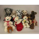 Collection of soft toys to include: three modern Steiff Christmas bears, various Charlie bears and