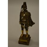Giuseppe Vasari, 20th Century silvered and gilt bronze figure of a Prussian officer mounted on an