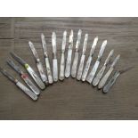 Collection of fifteen various 19th and 20th Century silver and mother of pearl handled medium