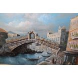 P. Morrissey, 20th Century oil on canvas, Venetian canal scene, signed, 24ins x 36ins, gilt framed
